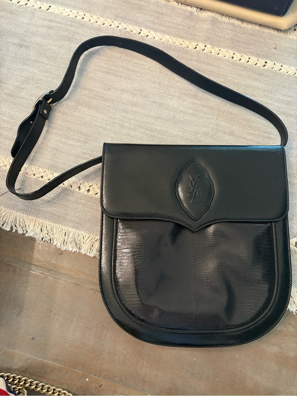 Vintage Yves Saint Laurent Black Leather Shoulder Bag with COA - Picture 1 of 9